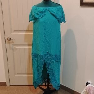 Chic Turquoise Lace High-Low Dress